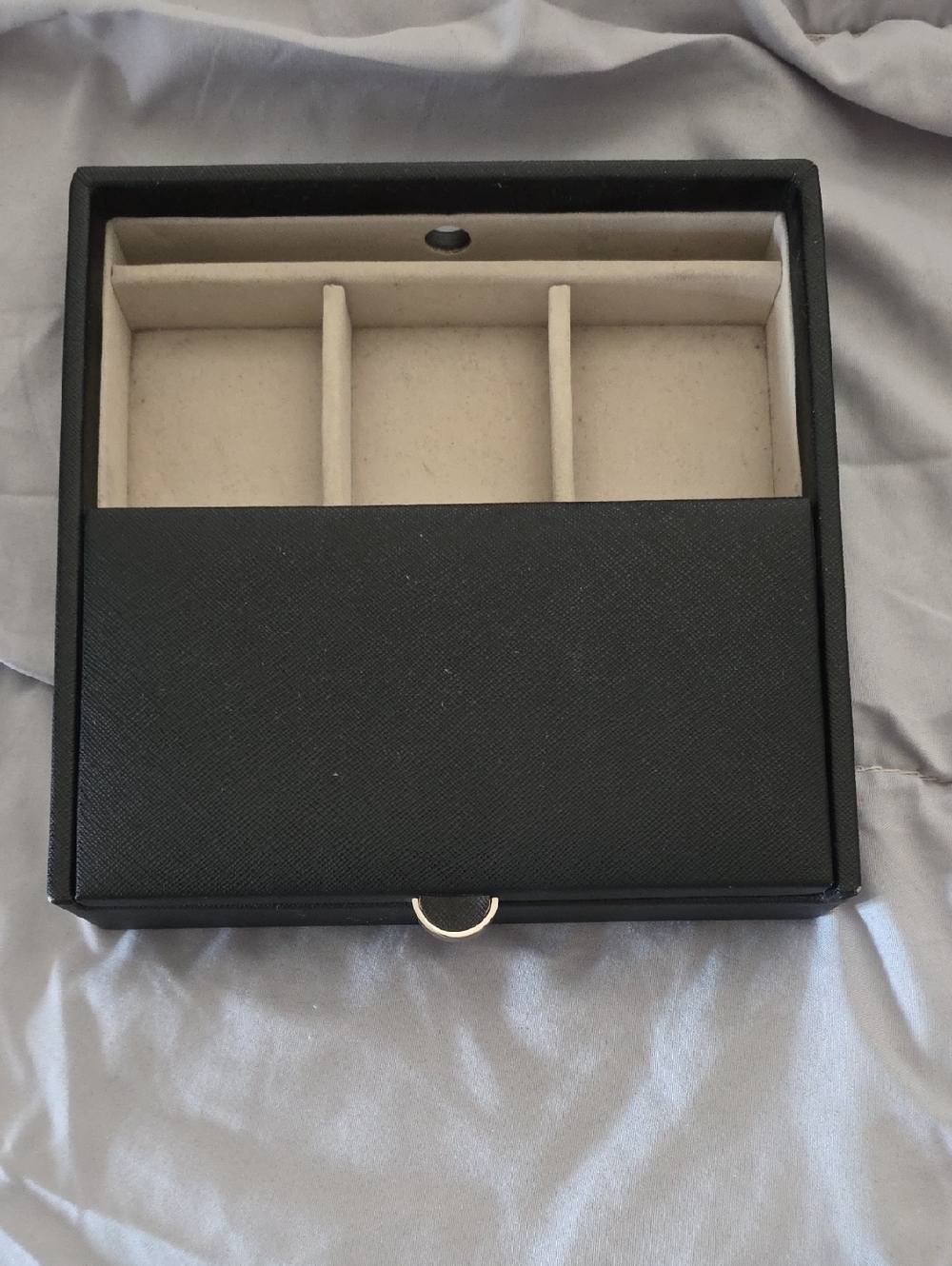 Carter's Black Jewelry Tray with Cream Suede Compartments
